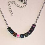 Sad Cutie Colorful Beaded Boho Necklace Black Photo 0