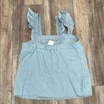 J.Crew  Chambray Ruffle Tank Blue  Top Denim size small NEW Photo 7