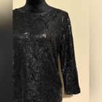 NWT GF Collection Black Floral Dress Shirt Keyhole Back with Sequins Size XS Photo 2