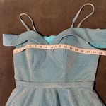 Women’s Off the Shoulder Short Blue & Silver Sparkly Prom Party Dress Size 10 Photo 8
