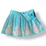 Theme women’s light‎ blue embroidered ruffled silk cotton mini skirt size Large Photo 4