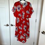 Liberty Love Red Floral Sheer Kimono Swim Cover-Up Photo 1