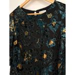Carolina belle  Velvet Burnout Floral Mini Shift Dress Size 4 Bell Sleeve Fairy Photo 2