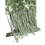 Juliana Collezione 100% Silk Fringed Scarf Cream Sage Green Floral Print Photo 0