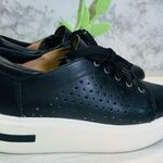 Linea Paolo Platform Wedge Sneaker Shoe with Laces; Black Leather; Size 9.5 Photo 3