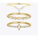 Boutique NEW Beautiful Chevron Opal Synthetic Diamond Ring, Pretty Pearl Ring, Size 6 Photo 8