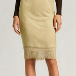 lafayette 148 Gold Brocade Fringe Silk Skirt Woman's Size 6 Knee Length Gold Photo 0