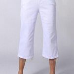 NEW Parker & Rowe White Capri Jeans Pull On Elastic Waist Rhinestone Fringe XL Photo 0