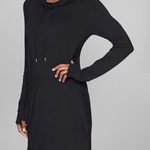 Athleta Cowl Neck Lounge Sweatshirt Dress Hooded Black XS Athleisure Stretchy Photo 0