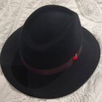 Elegant women Black Hat with Red Accent and brown ribbon casual elegant fedora Photo 2