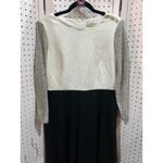 Loft Black White Textured Knit Sweater Dress Women's Size 12 Long Sleeve Photo 1