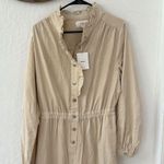 Xirena Cream Tan Harlee Button Down Corduroy Ruffle Jumpsuit Playsuit Size L Photo 2