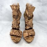 Casadei  Mesh Snakeskin Strappy Bandage Wrap Chunky Platform Block Heel Sandals Photo 4