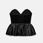ZARA top Black Strapless Peplum Corset ruffle voluminous party cocktail Photo 10