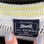 Le Tigre White and Yellow Crew Neck Sweater with Cable Knit 100% Cotton Size XS Photo 4