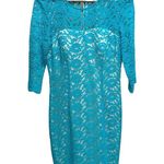 NWT JAX Aqua Blue Lace Sheath Dress Photo 0