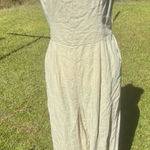 Old Navy Med Fit & Flare Linen-Blend Jumpsuit Natural Linen Oatmeal Color NWT Photo 0