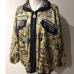 Mureli 100% Silk Women’s Jacket Shirt Nautical Multicolor Zip Pocket Size XL Yellow Photo 0