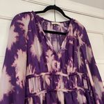 Ulla Johnson Emery Dress Cassis Blur Silk Ruffles Purple Cream Tie Dye Size 4 Photo 2