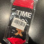 NWT Funny Red and Black Time to Get Baked Unisex Holiday Gingerbread Socks Photo 1