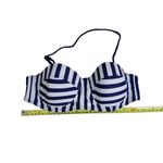 Ebuddy Retro 50s Blue Stripe Underwire Bikini Halter Swim Top sz MEDIUM Photo 2