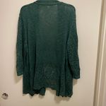 Dress Barn  Womens Dark Green Cardigan Sweater 3X 3XL 44” Knit Crochet Trim Photo 5