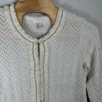 Chico's  Womens Size 3/XL Ivory Metallic Cardigan Jacket Chain Detail Cotton Blend Photo 1