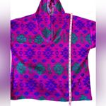Vintage 90s Tribal Fuchsia Fleece Hoodie Pullover Sweater Purple Size L Photo 8