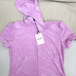 Juicy Couture Terry Cloth Short Sleeve Hoodie Jacket in Dewberry Rhinestones M Photo 0