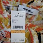 Nine West  Sleeveless‎ Career Blouse Siz S Orange White Abstract Print Office Top Photo 7