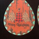 Festive Teardrop Christmas leather earrings Brown Photo 1