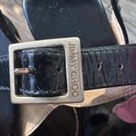 Jimmy Choo Jimmy‎ Choo Black Patent Leather Platform Sandal Cork Wedge Gold Toe Size 38.5/8 Photo 11