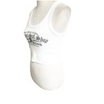 Vintage Pancho’s Surf Shop Women’s Cropped Tank White Black Logo Large Pismo Photo 6