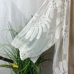 Rebellion  White Sheer Crochet Half Sleeve Open Front Swimsuit Cover Up S Photo 2