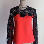 Clover Canyon Neoprene Floral Black Red Lace Top Sz XS Photo 8