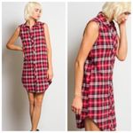 Sans Souci Red Plaid Shirtdress Photo 1