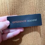 Ambiance Apparel Ribbed Knit Lace Up Back Sweater Mustard Brown Size Large Photo 6