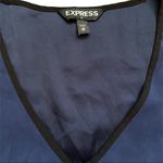 EXPRESS Blue and Gold  Quarter Zip Up Short Sleeve Blouse Photo 3