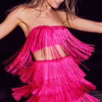 Showpo Siofra Two Piece Set Fringe Crop Top and Mini Skirt Set Pink Photo 0