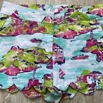 Crown & Ivy  | Women's Watercolor Boat Waterscape Print Scalloped Hem Shorts | 8P Photo 0