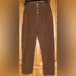 ZARA High Waisted Paper Bag Button Fly Corduroy Ankle Pants Toffee Brown Size 2 Photo 3