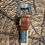 Brighton VTG Leather Croc Embossed Western Belt Brown Silver Buckle Amber 38” L Photo 8