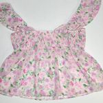 Elodie NWT  Ruched Bust Ruffle Sleeve Top in Pink Multi Photo 8