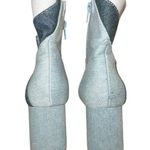 Versona Blue Geometric Ankle Boots with Chunky Heel Photo 3