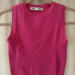 ZARA Pink Knit Crop Top Women’s Size Small Short Sleeve Photo 0
