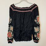 Sundance Floral Embroidered Artists Vision Tunic Size Small Black Pink Black Photo 6