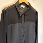 Camila Coelho  Black Satin & Sheer Button Down Shirt - size XL Photo 1