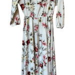White Floral Maxi Dress 3/4 Sleeve Fit & Flare Boho Size M Size M Photo 0