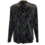 Notations Layered Look Cardigan Top L Black Velvet Gold Removable Jewelry Belt Photo 4