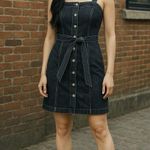 White House | Black Market Denim Button Front Belted Tie Waist Sleeveless Dress 2 Photo 9